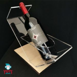 portabottiglie di vino legno e plexiglass
